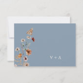 Dusty Blue Boho Floral RSVP Karte (Rückseite)