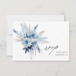 Dusty Blue Boho Floral w Meal RSVP Karte 2