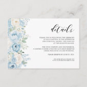 Dusty Blue Boho Floral Wedding Details Begleitkarte (Vorderseite)