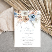 Dusty Blue Boho Floral Wedding Einladung