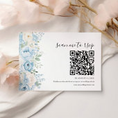 Dusty Blue Boho Floral Wedding QR Code RSVP Karte