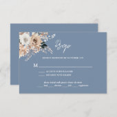 Dusty Blue Boho Floral Wedding RSVP Card (Vorne/Hinten)