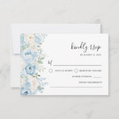 Dusty Blue Boho Floral Wedding RSVP Karte (Vorderseite)