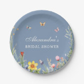 Dusty Blue Boho Floral Wildblume Brautparty Pappteller (Vorderseite)
