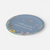 Dusty Blue Boho Floral Wildblume Brautparty Pappteller (Schrägansicht)
