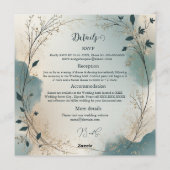 Dusty Blue Boho foliage wreath all in one wedding Einladung (Rückseite)