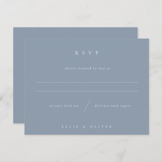 Dusty Blue Boho Foto Wedding Modern RSVP Karte (Vorne/Hinten)