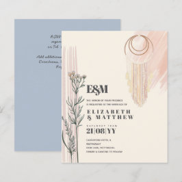 Dusty Blue Boho Hochzeitseinladungen
