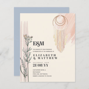 Dusty Blue Boho Hochzeitseinladungen