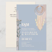 Dusty Blue Boho Hochzeitseinladungen (Vorne/Hinten)