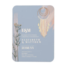 Dusty Blue Boho Hochzeitseinladungen