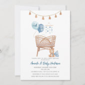 Dusty Blue Boho Kinderzimmer Boho Baby Shower Einladung (Vorderseite)