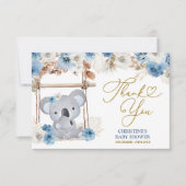 Dusty Blue Boho Koala Babydusche Dankeskarte (Vorderseite)