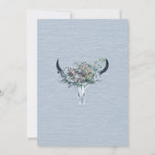 Dusty Blue Boho Kuh Skull Floral Wasserfarbe Einladung (Rückseite)