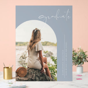 Dusty Blue Boho Minimalistisch Arch Foto Abschluss Acrylschild