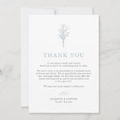 Dusty Blue Boho Minimalistisch Botanicals Wedding Dankeskarte (Vorderseite)