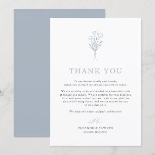 Dusty Blue Boho Minimalistisch Botanicals Wedding Dankeskarte