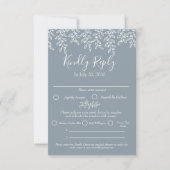 Dusty Blue Boho Moderne Elegante Botanische Hochze RSVP Karte (Vorderseite)