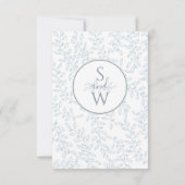 Dusty Blue Boho Moderne Elegante Botanische Hochze RSVP Karte (Rückseite)