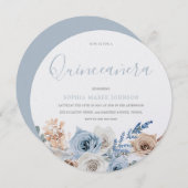 Dusty Blue Boho Pear Shimmer Quinceanera Party Einladung (Vorne/Hinten)