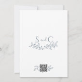 Dusty Blue Boho Romantic Botanical Minimal Wedding Einladung (Rückseite)