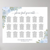 Dusty Blue Boho Rose 18 Tabelle Seating Chart Poster (Vorne)