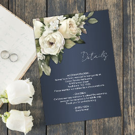 Dusty Blue Boho Rose Hochzeitdetails Begleitkarte