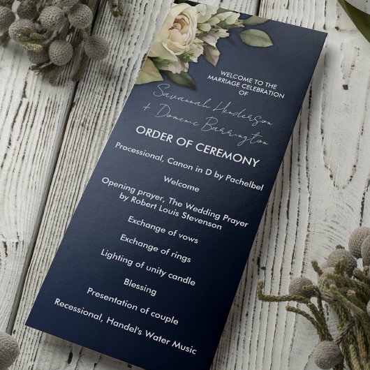 Dusty Blue Boho Rose Wedding Programm