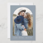 Dusty Blue Boho Save the Date Foto Minimalistisch (Vorderseite)