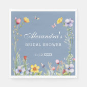 Dusty Blue Boho Summer Wildblume Brautparty Serviette (Vorderseite)