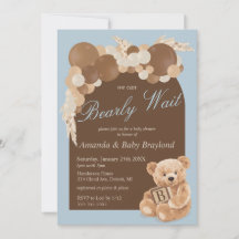 Dusty Blue Boho Teddy Bear Baby Shower
