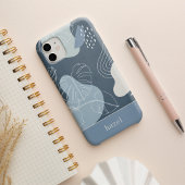 Dusty Blue Boho Tropical Monstera Leaf iPhone Hülle