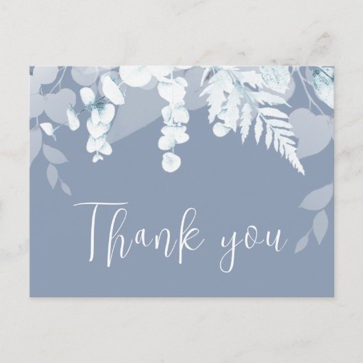 Dusty Blue Boho Wedding Dankeschön Card Postkarte (Vorderseite)