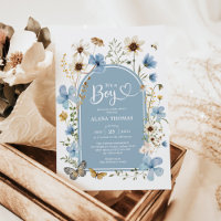 Dusty Blue Boho Wildblume Boy Baby Shower