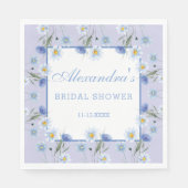 Dusty Blue Boho Wildblume Brautparty Serviette (Vorderseite)