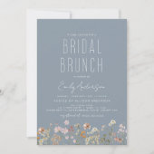 Dusty Blue Boho Wildblume Bridal Brunch Dusche Einladung (Vorderseite)