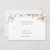 Dusty Blue Boho Wildblume Foliage Wedding RSVP Karte (Vorderseite)