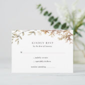 Dusty Blue Boho Wildblume Foliage Wedding RSVP Karte (Stehend Vorderseite)