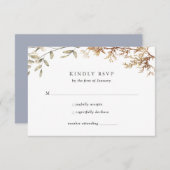 Dusty Blue Boho Wildblume Foliage Wedding RSVP Karte (Vorne/Hinten)