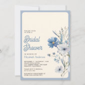 Dusty Blue Boho Wildblume Foto Brautparty Einladung (Vorderseite)