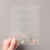 Dusty Blue Boho Wildblume Garden Wedding Acryleinladungen (Insitu (Handheld))