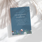 Dusty Blue Boho Wildblume Hochzeit Einladung