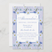 Dusty Blue Boho Wildblume Spring Brautparty Einladung (Vorderseite)