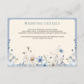Dusty Blue Boho Wildblume Wedding Details Begleitkarte (Vorderseite)