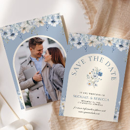 Dusty Blue Boho Wildblume Wedding Foto Save The Date