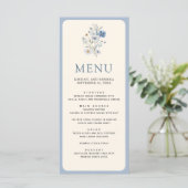 Dusty Blue Boho Wildblume Wedding Menükarte (Stehend Vorderseite)