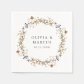Dusty Blue Boho Wildblume Wreath Wedding Serviette (Vorderseite)
