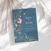 Dusty Blue Boho Wildblumen Save the Date Card Einladung