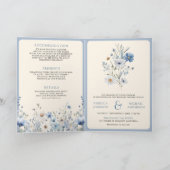 Dusty Blue Boho Wildflower QR Code Wedding Einladung (Innenseite)