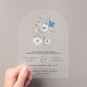 Dusty Blue Boho Wildflower Wedding Acryleinladungen (Insitu (Handheld))
